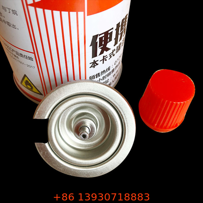 OEM One Inch Butane Camping Gas Furnace Valve 223g Dengan Penutup Merah Untuk Tabung Memasak Aerosol