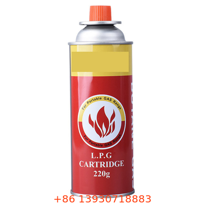 Tinplate 220g Portable Butane Gas Cylinder Cartridge Valve Dan Penutup Untuk Berkemah Di Luar Ruangan