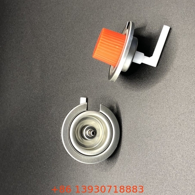 Katup gas butan dengan tinplate dan PP jenis logam gasket dalam Buna Hitam Handle Warna
