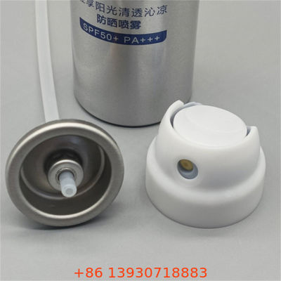 Klep Aerosol Perlindungan Matahari untuk Penggunaan Semprotan Kosmetik   Solusi Kemasan Perawatan Kulit dengan Aktuator   Dispenser Kabut Kontinyu untuk Perlindungan UV